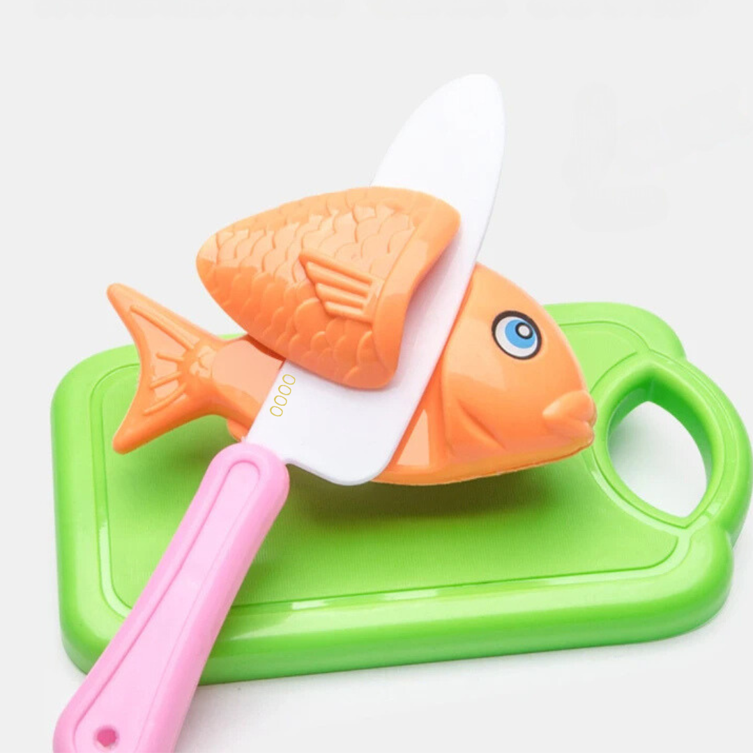 FruityQuest™ | Cuttable Fruits and Vegetables Play Set | Interactive Kitchen Toy for Kids | Educational Role Play & Fine Motor Skills Development