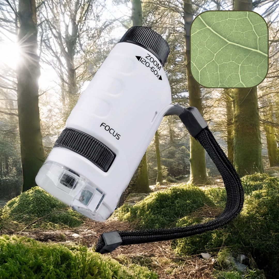 Kids Portable Microscope | 60-120x Magnification with LED Light for STEM Learning and Nature Exploration