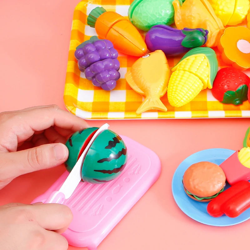 FruityQuest™ | Cuttable Fruits and Vegetables Play Set | Interactive Kitchen Toy for Kids | Educational Role Play & Fine Motor Skills Development