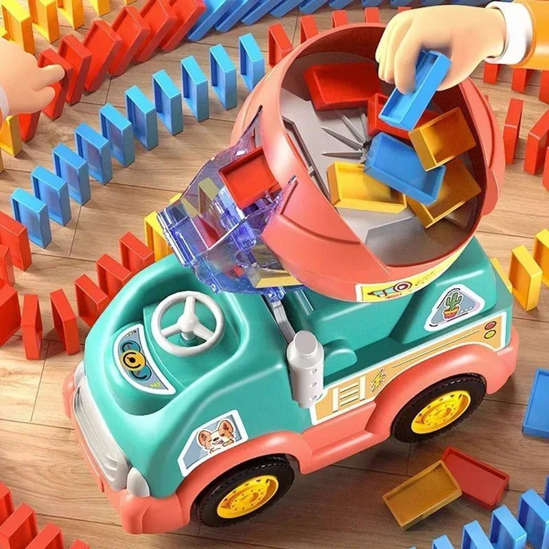 PlayfulPinnacle™ | 102 PCS Montessori Domino Truck for Learning & Development | Educational Toy for Kids 3+