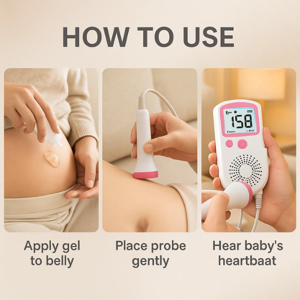 Fetal Heart Rate Doppler with Enhanced Sensitivity - Clear and Precise Heartbeat Readings for Expecting Parents to Stay Connected with Their Baby