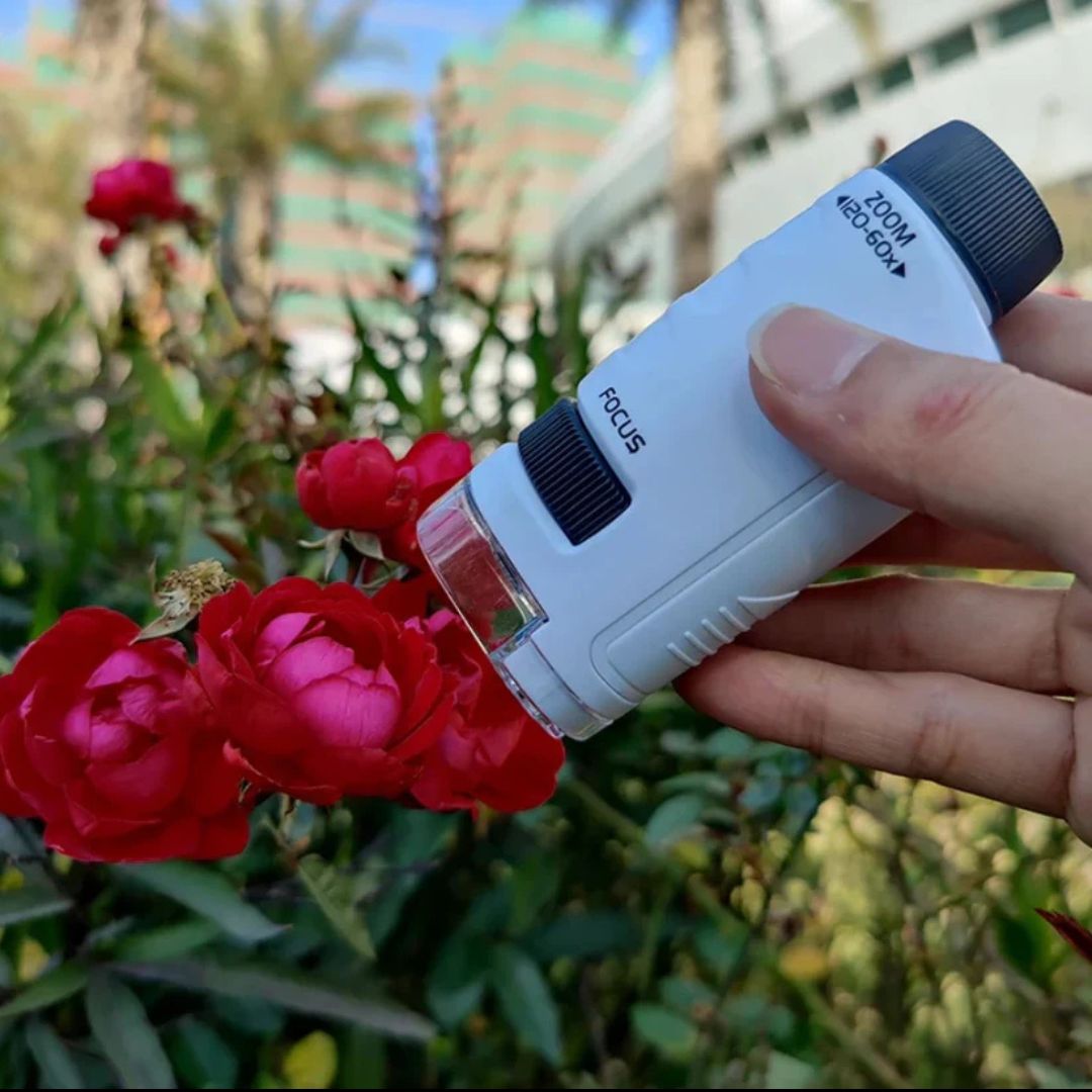 Kids Portable Microscope | 60-120x Magnification with LED Light for STEM Learning and Nature Exploration