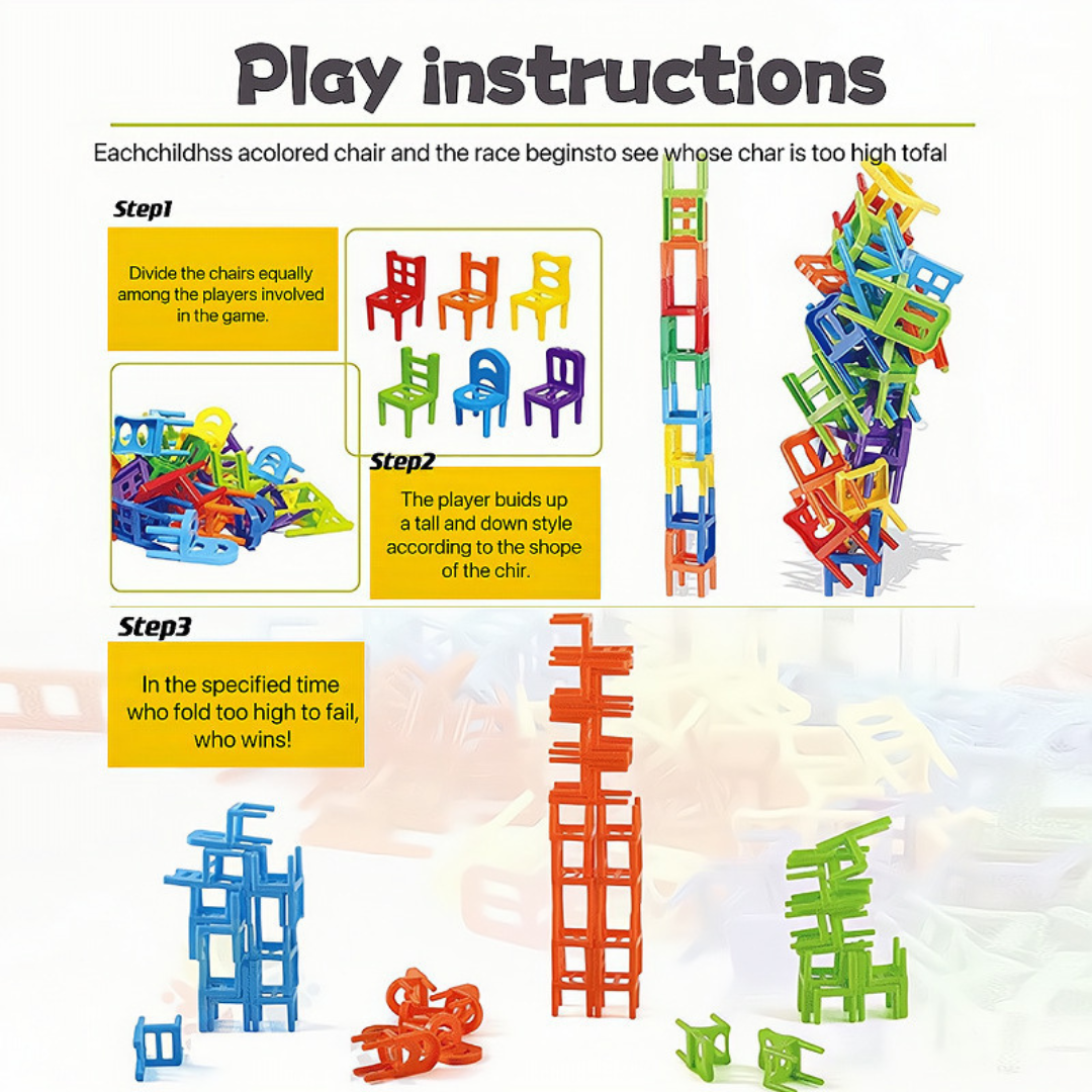 Stackoria™ | Montessori Stacking Chair Game for Kids | Educational Toy for Fine Motor Skills & Coordination Development