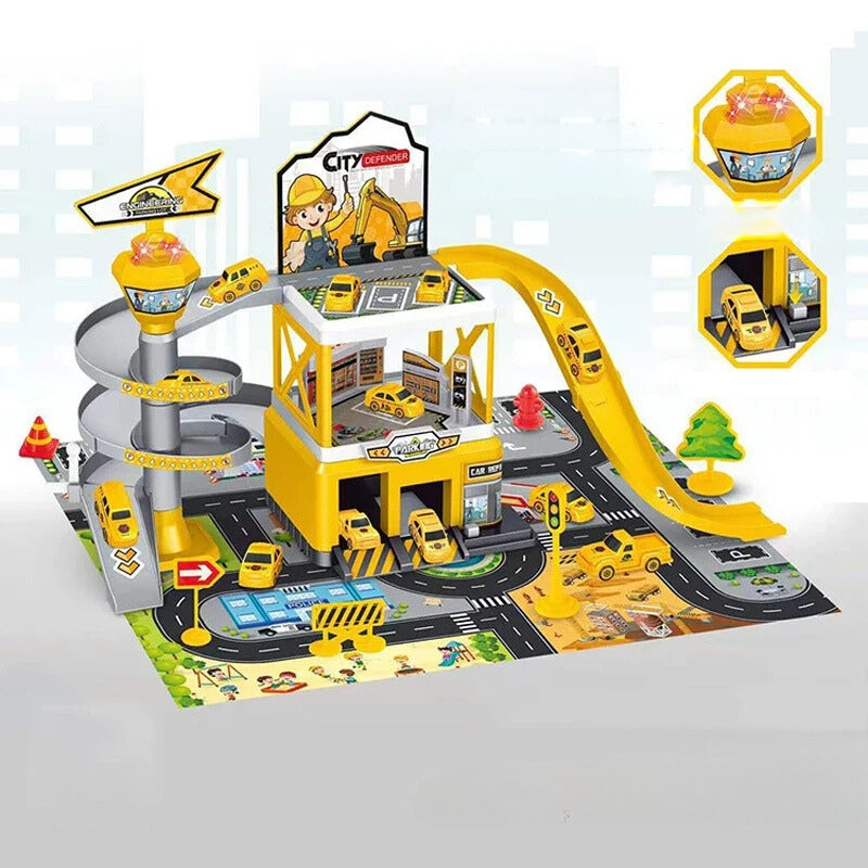 Multi-Storey Toy Garage with Lift โ Interactive Parking Set with Cars and Racing Tracks for Kids, Perfect for Imaginative Play