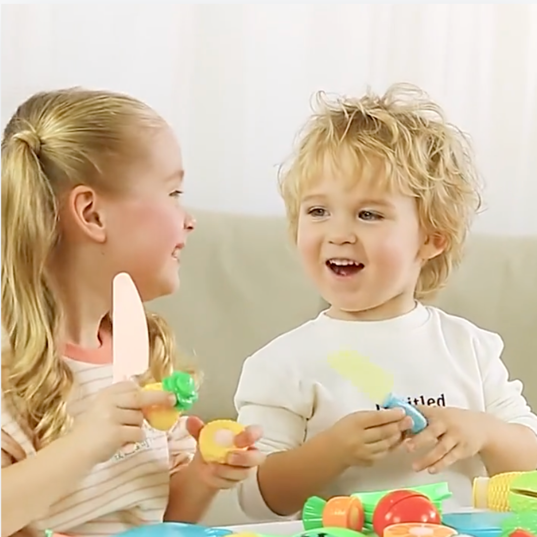 FruityQuest™ | Cuttable Fruits and Vegetables Play Set | Interactive Kitchen Toy for Kids | Educational Role Play & Fine Motor Skills Development