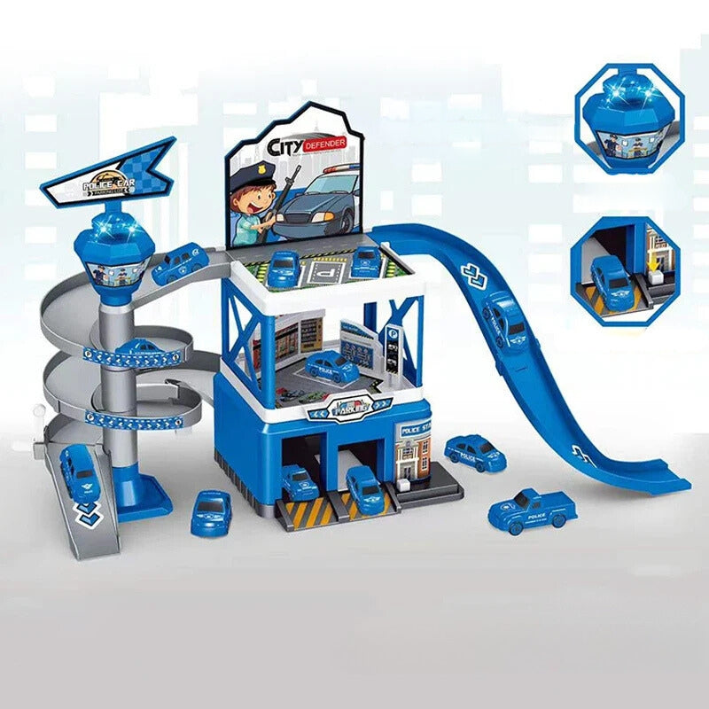Multi-Storey Toy Garage with Lift โ Interactive Parking Set with Cars and Racing Tracks for Kids, Perfect for Imaginative Play