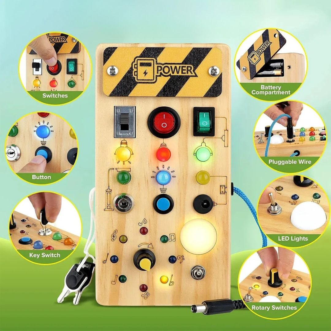 Toddlers Wooden Busy Board | Interactive, Safe & Engaging Activity Toy for Early Development and Exploration