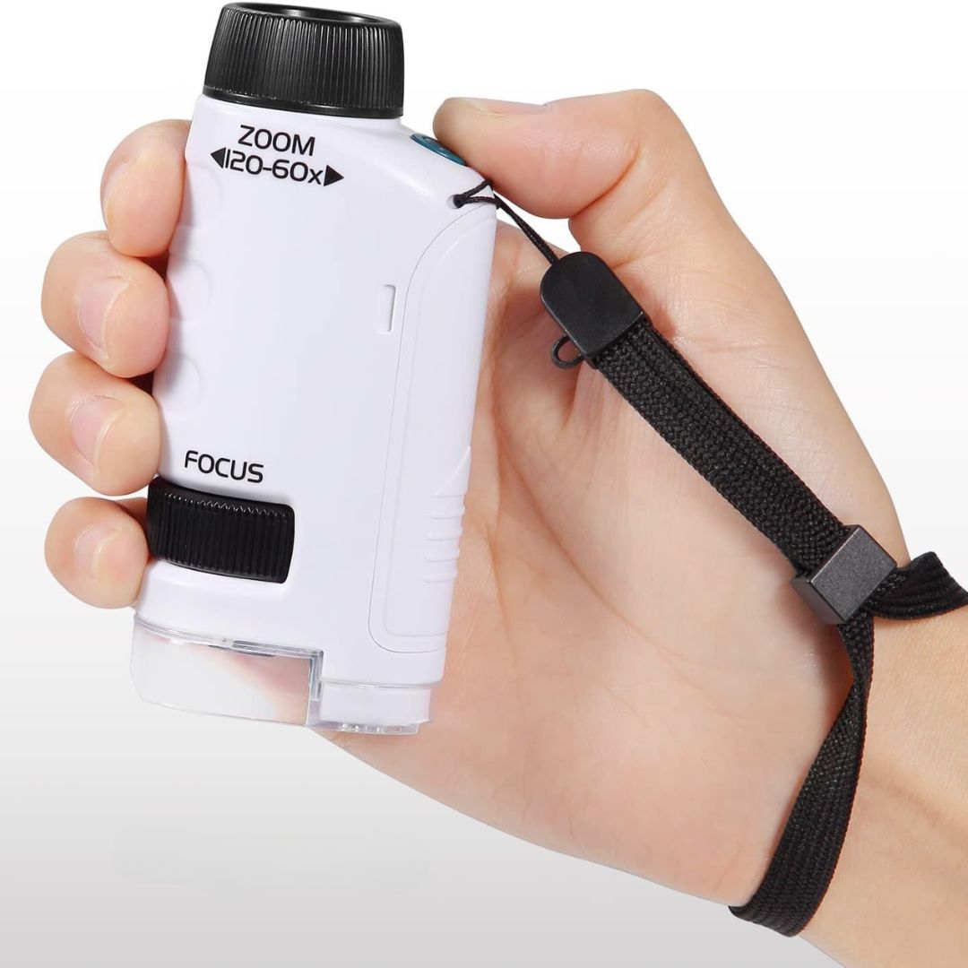 Kids Portable Microscope | 60-120x Magnification with LED Light for STEM Learning and Nature Exploration