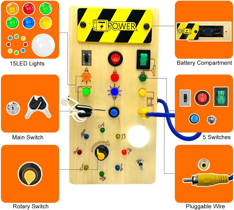 Toddlers Wooden Busy Board | Interactive, Safe & Engaging Activity Toy for Early Development and Exploration