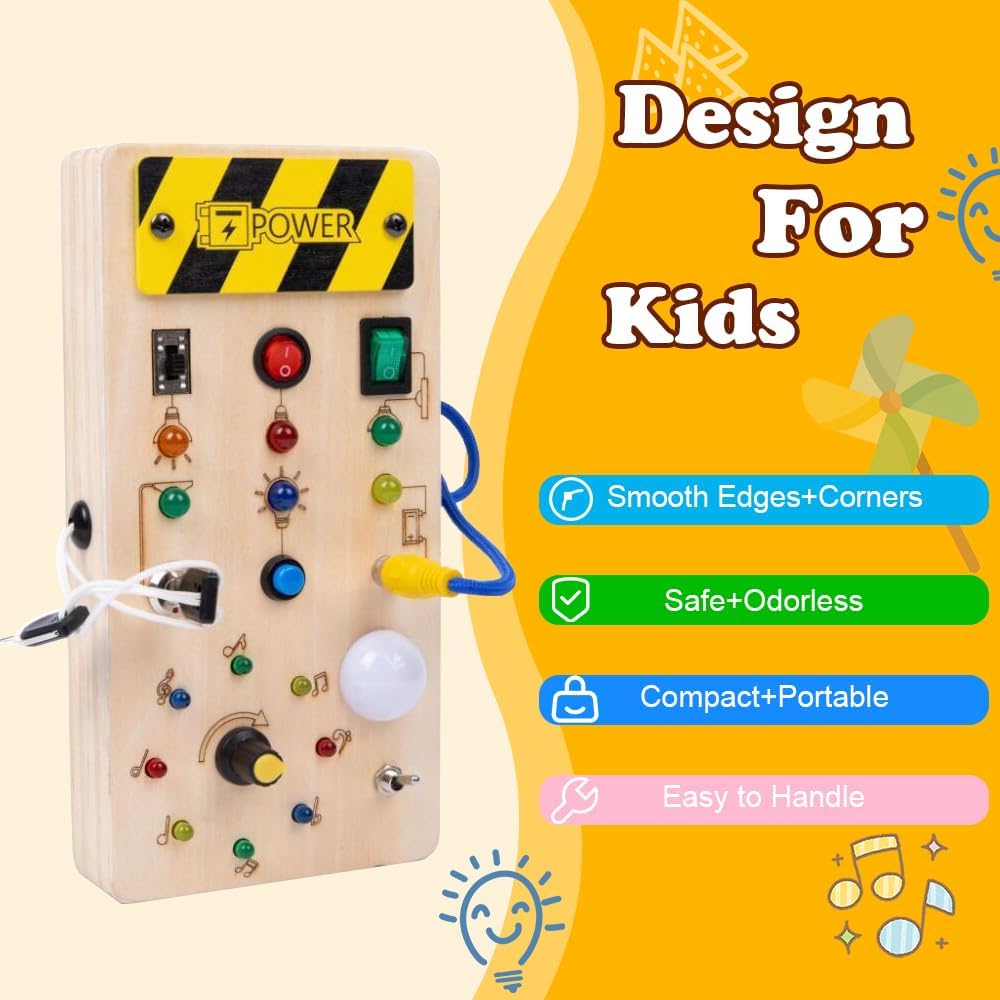 Toddlers Wooden Busy Board | Interactive, Safe & Engaging Activity Toy for Early Development and Exploration