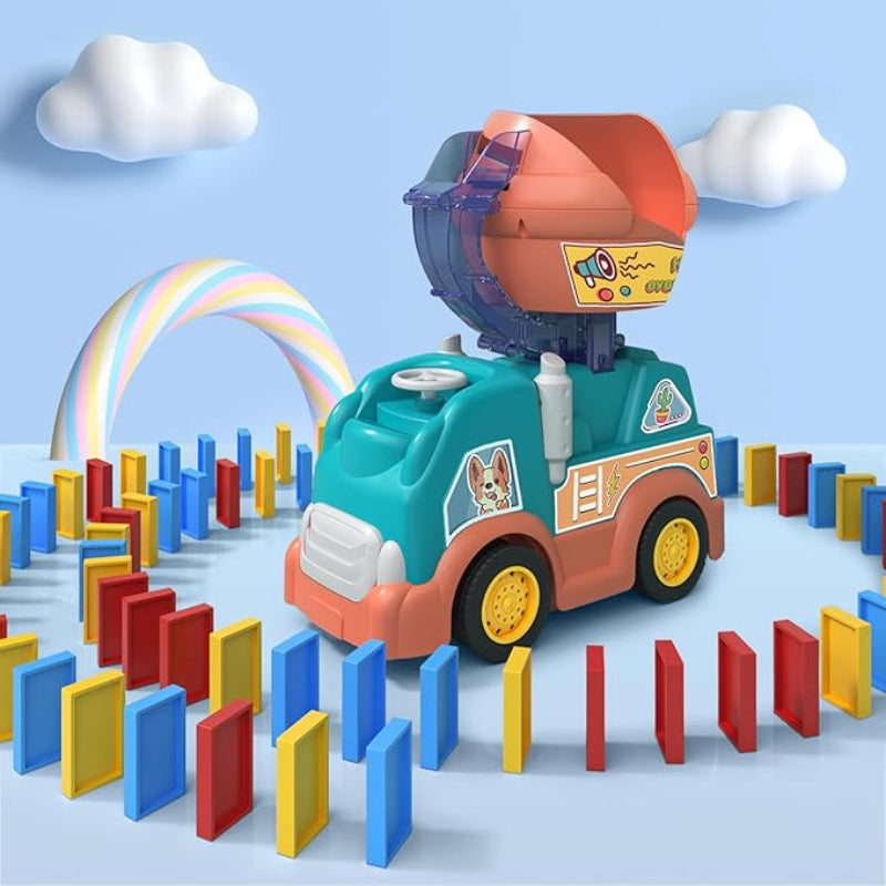 PlayfulPinnacle™ | 102 PCS Montessori Domino Truck for Learning & Development | Educational Toy for Kids 3+
