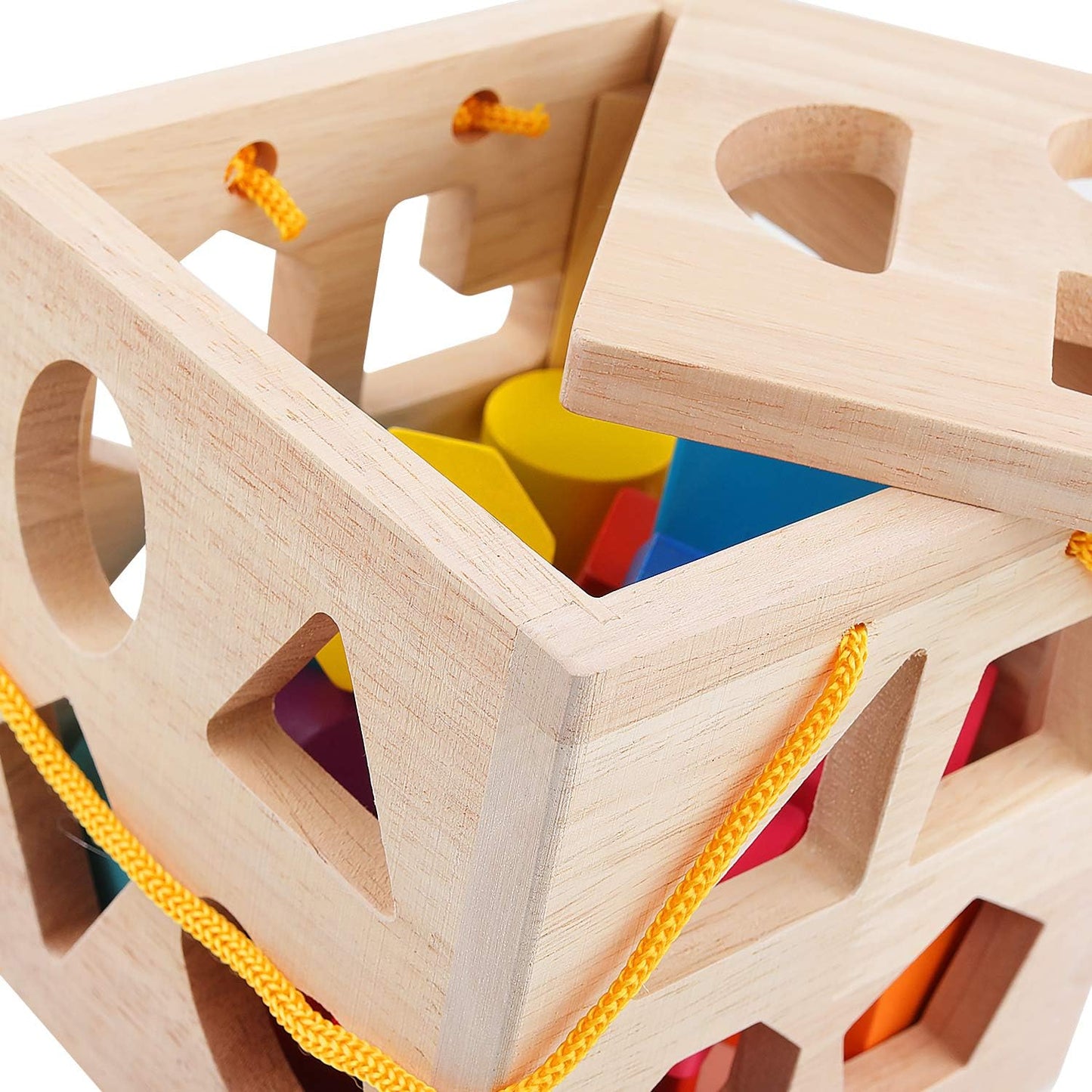 Montessori Wooden Shape and Color Activity Cube | Colorful Building Blocks for Early Childhood Development and Motor Skills