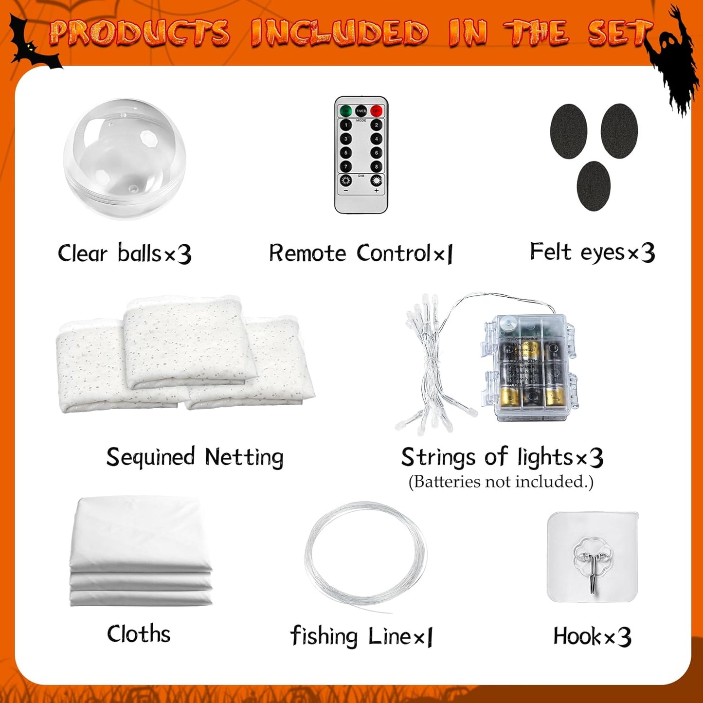 Halloween Ghost Decorations | Remote Control String Lights for Outdoor and Indoor Parties, Perfect for Yards, Gardens & Lawn Displays
