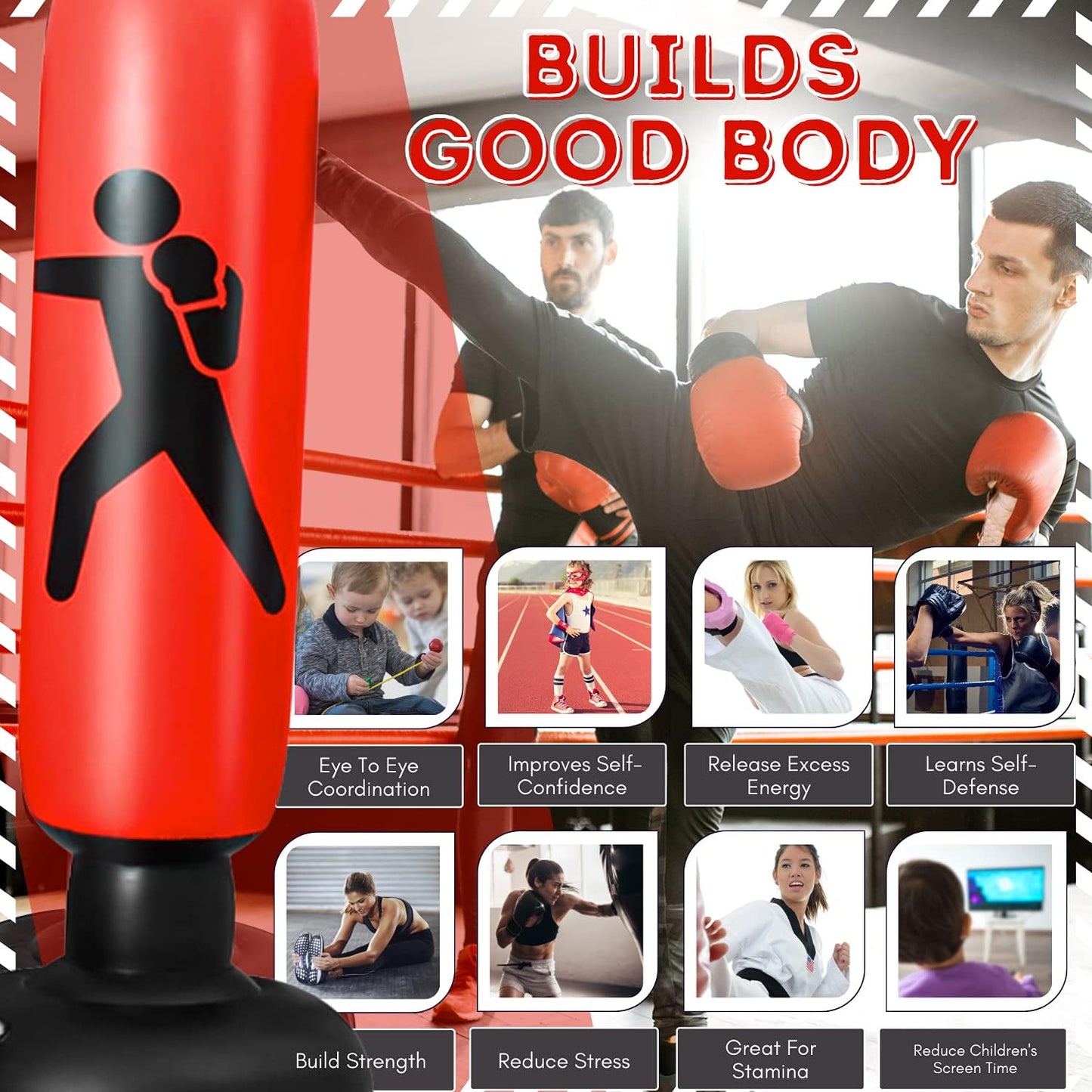 Childrens Punch Boxing Bag Free Standing Childs