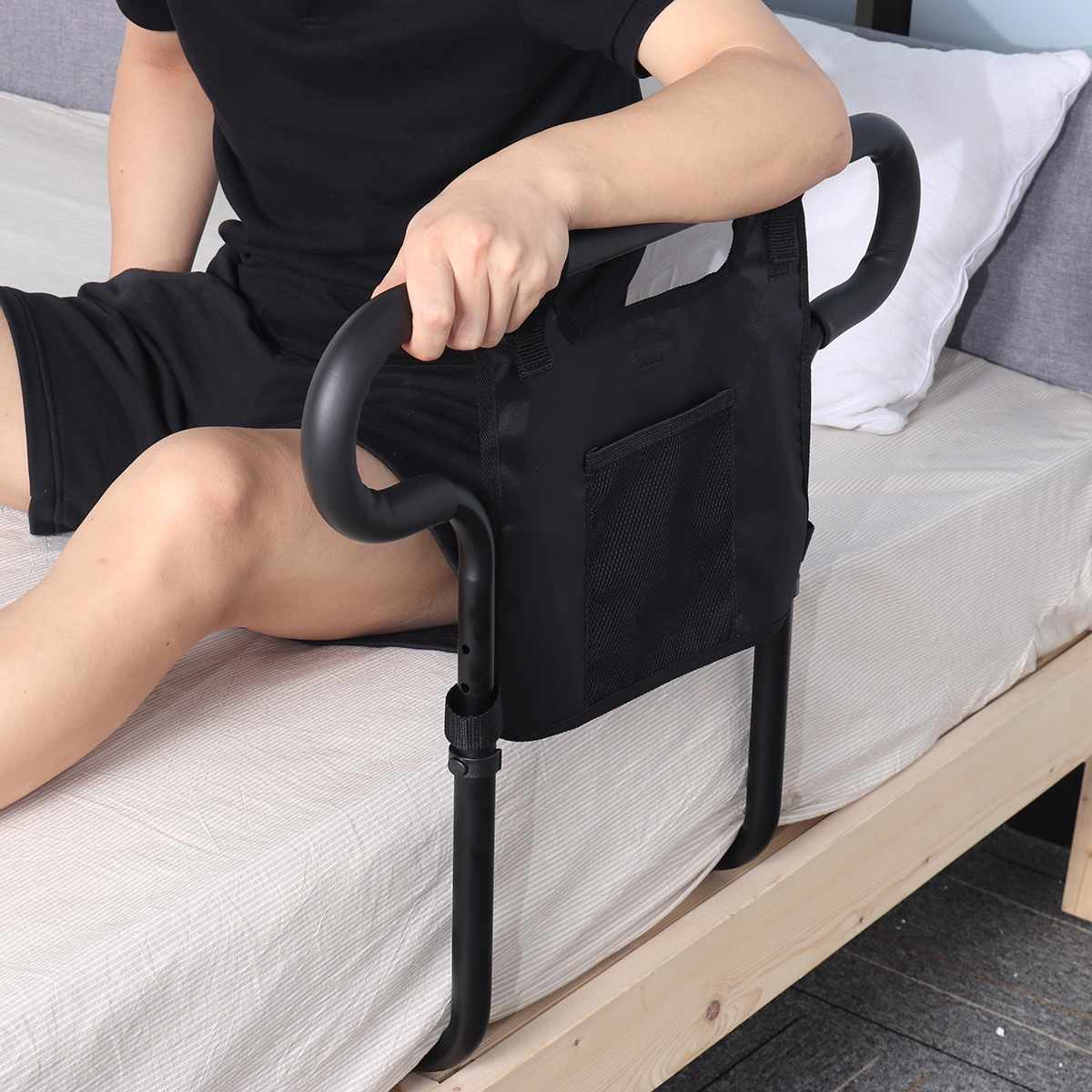 ElderGuard™ | Universal Senior Bed Rail for Elderly Assistance with Storage Pouch & Safety Support