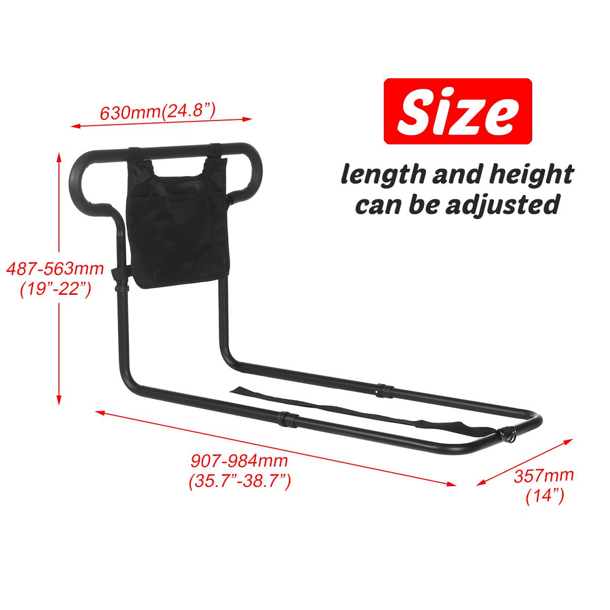 ElderGuard™ | Universal Senior Bed Rail for Elderly Assistance with Storage Pouch & Safety Support