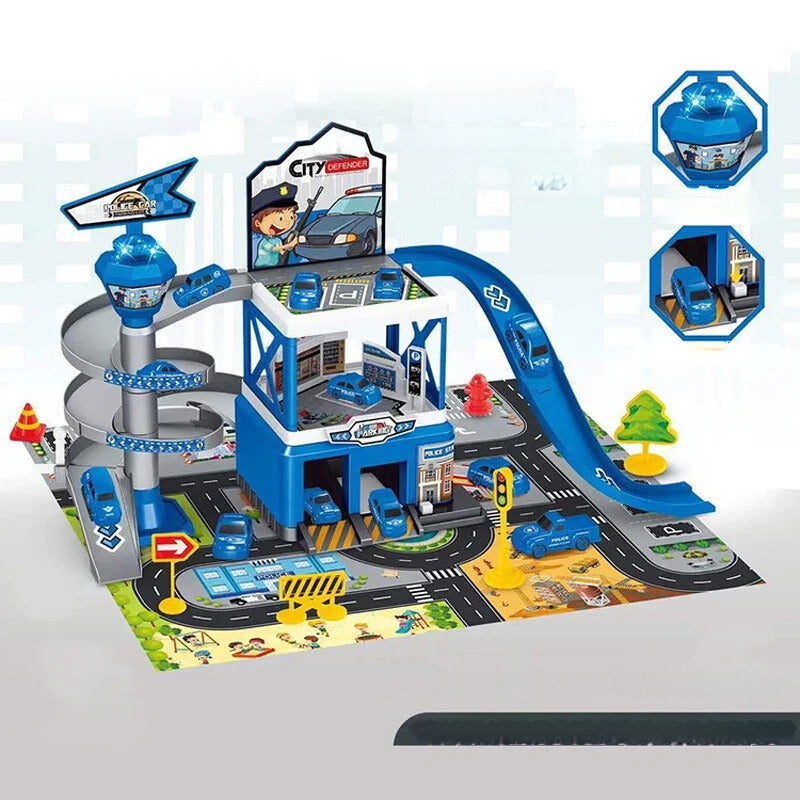 Multi-Storey Toy Garage with Lift โ Interactive Parking Set with Cars and Racing Tracks for Kids, Perfect for Imaginative Play