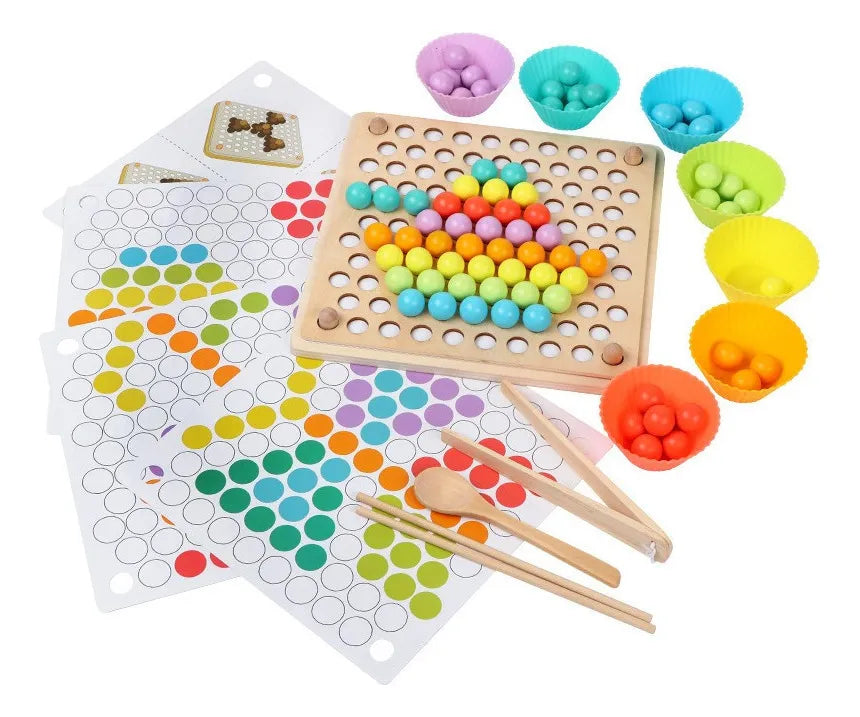 Montessori Wooden Ball Sorting Game | Color Recognition, Number Learning & Fine Motor Skills Development for Kids 3+