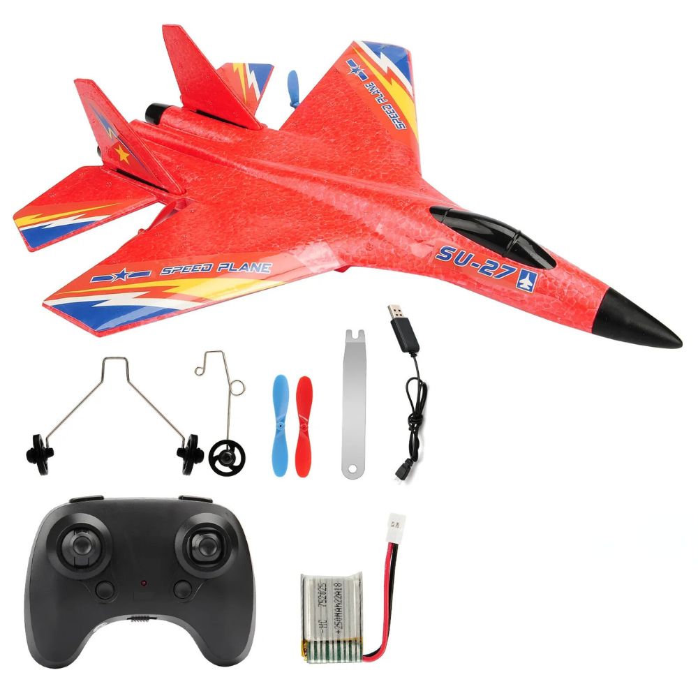 Flying Airplane RC Toy – SU-27 Remote Control Aircraft - Battery Powered Flying Remote Controlled Airplane - For Children, EPP Foam Design