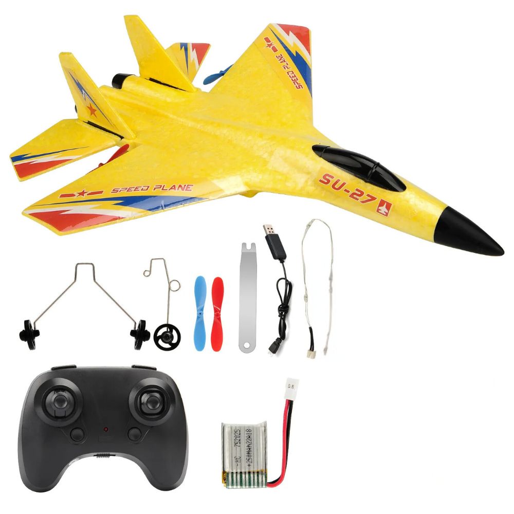 Flying Airplane RC Toy – SU-27 Remote Control Aircraft - Battery Powered Flying Remote Controlled Airplane - For Children, EPP Foam Design