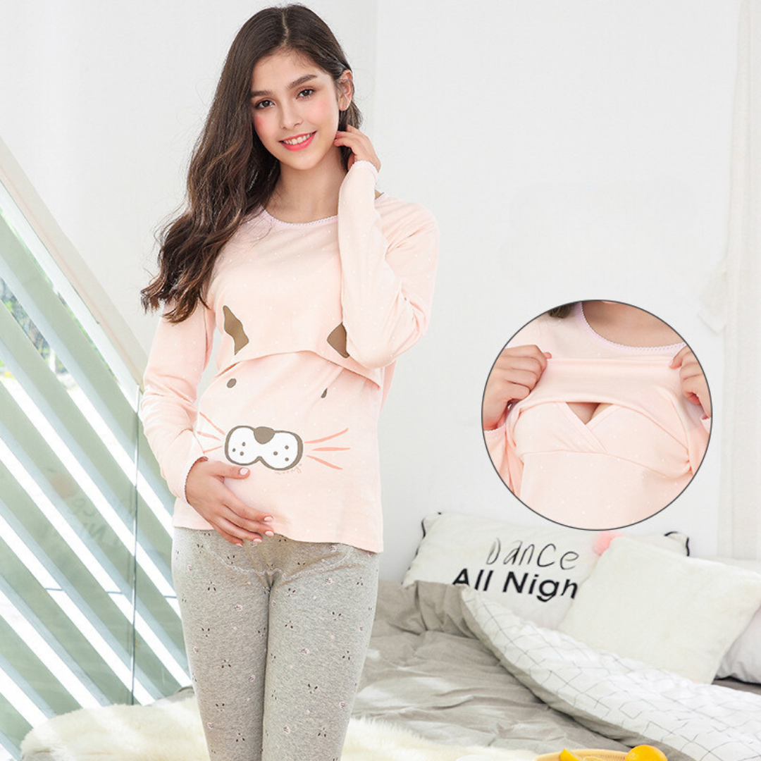 Maternity Pajamas for Women | Stretchy, Breathable & Effortless Nursing Access for Pregnancy and Postpartum Comfort