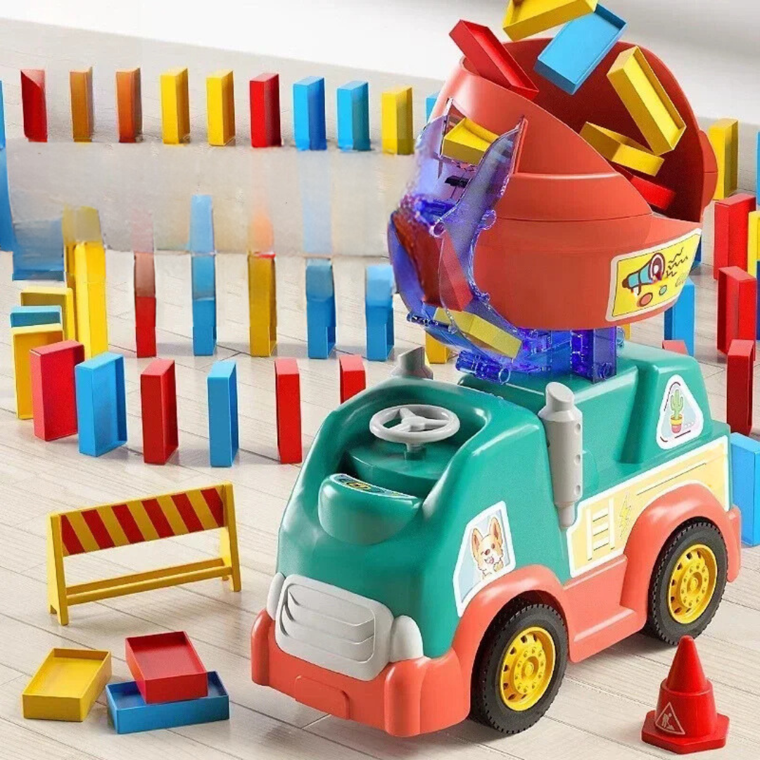 PlayfulPinnacle™ | 102 PCS Montessori Domino Truck for Learning & Development | Educational Toy for Kids 3+