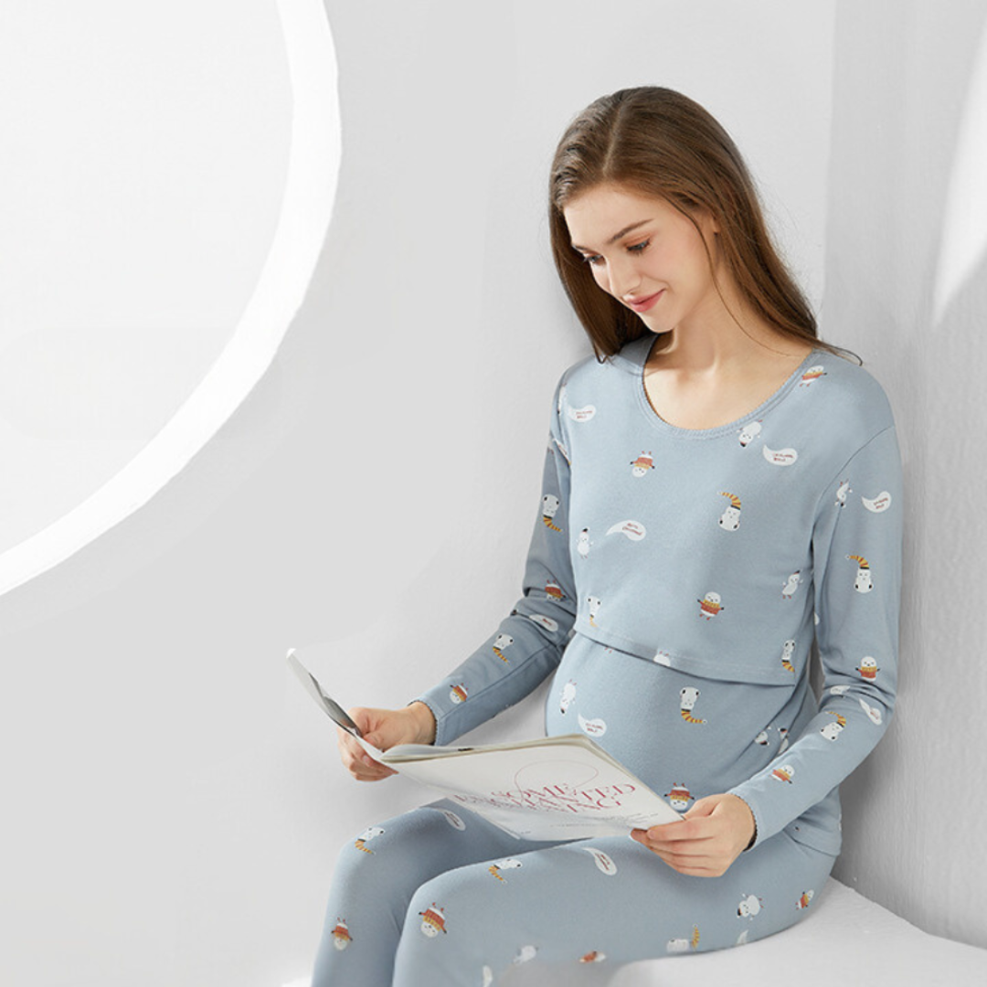 Maternity Pajamas for Women | Stretchy, Breathable & Effortless Nursing Access for Pregnancy and Postpartum Comfort