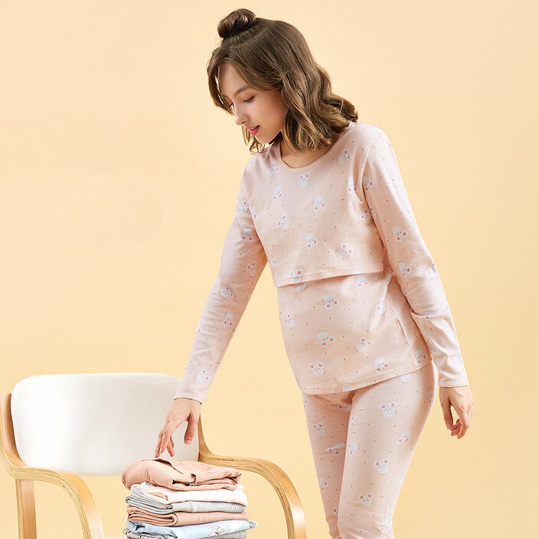 Maternity Pajamas for Women | Stretchy, Breathable & Effortless Nursing Access for Pregnancy and Postpartum Comfort