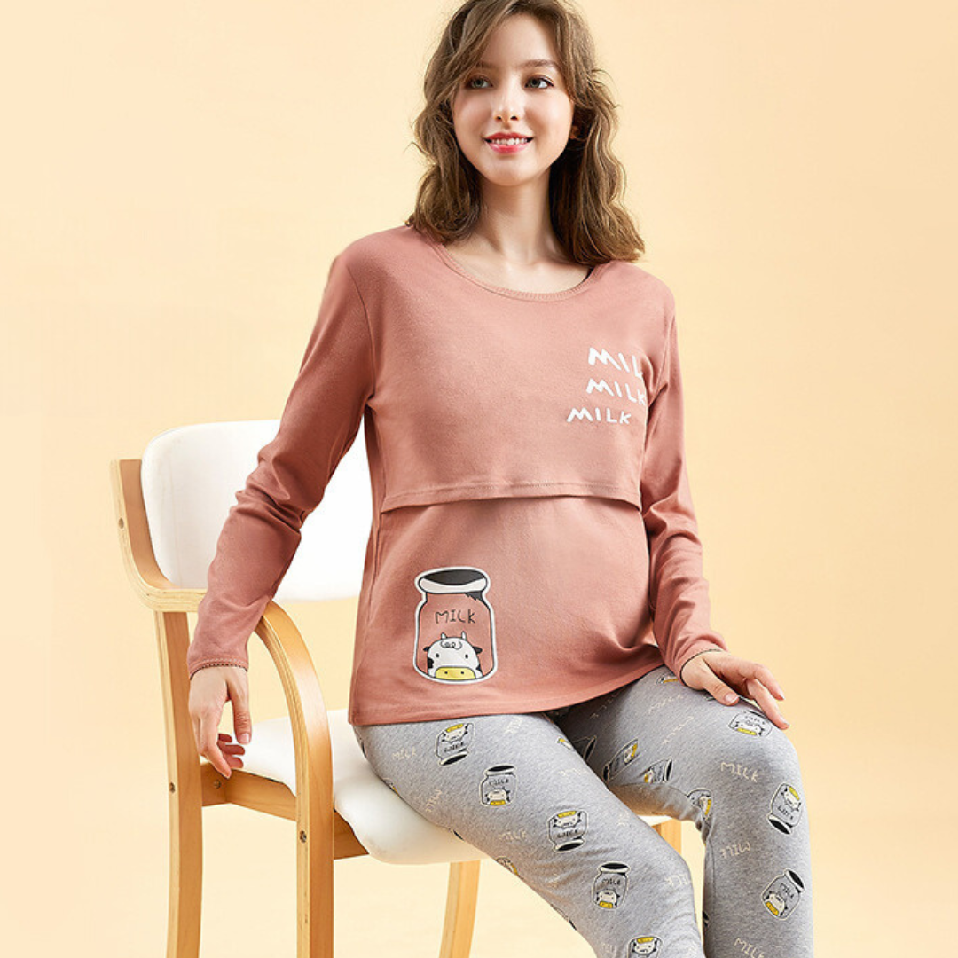 Maternity Pajamas for Women | Stretchy, Breathable & Effortless Nursing Access for Pregnancy and Postpartum Comfort