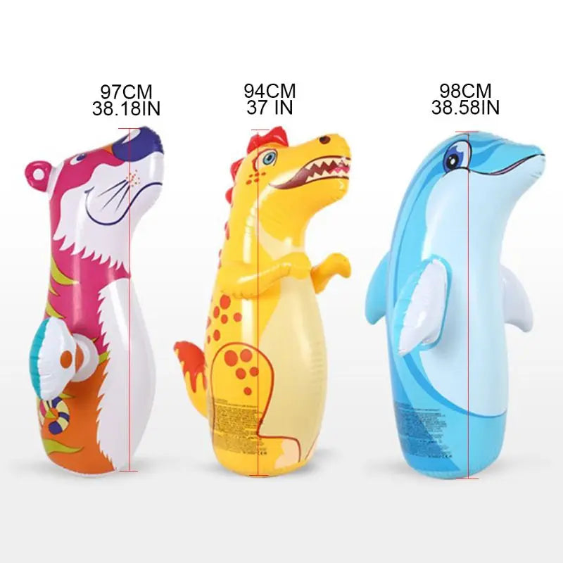 Inflatable Thickened Punching Boxing Bag for Kids - Animal Pattern Fitness Equipment for Home Play and Exercise