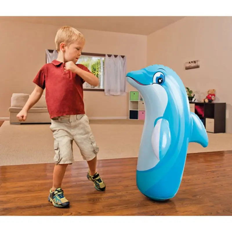 Inflatable Thickened Punching Boxing Bag for Kids - Animal Pattern Fitness Equipment for Home Play and Exercise