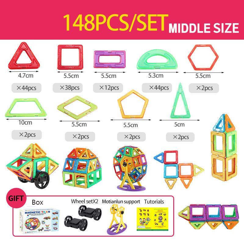 Magnetic Building Blocks - Creative Magnetic Tiles for Kids - STEM Learning Toy - 3D Construction Set