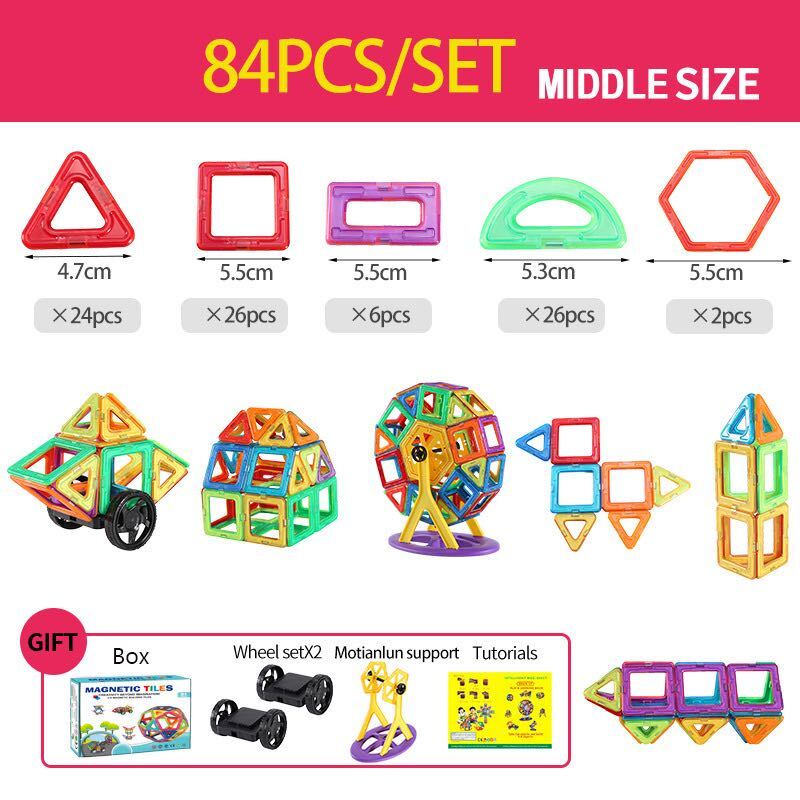 Magnetic Building Blocks - Creative Magnetic Tiles for Kids - STEM Learning Toy - 3D Construction Set