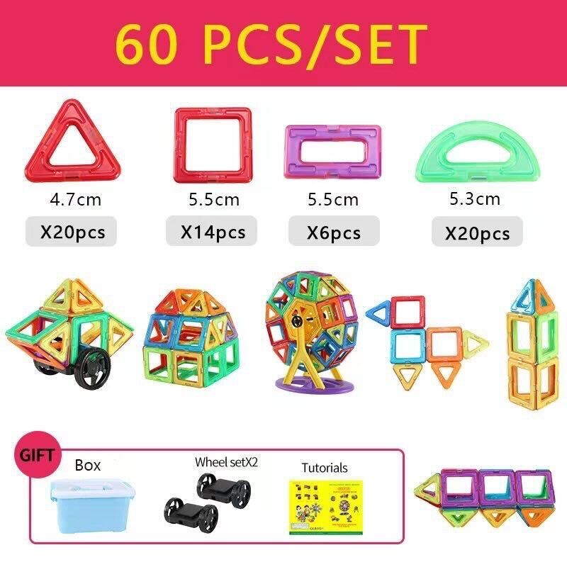 Magnetic Building Blocks - Creative Magnetic Tiles for Kids - STEM Learning Toy - 3D Construction Set