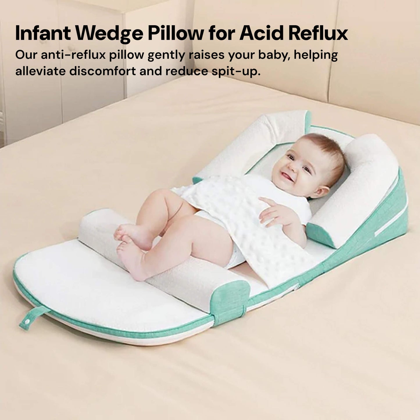 Infant Wedge Pillow for Acid Reflux – Washable Baby Reflux Pillow with Inclined Support | Safe & Comfortable for Newborns 0–36 Months