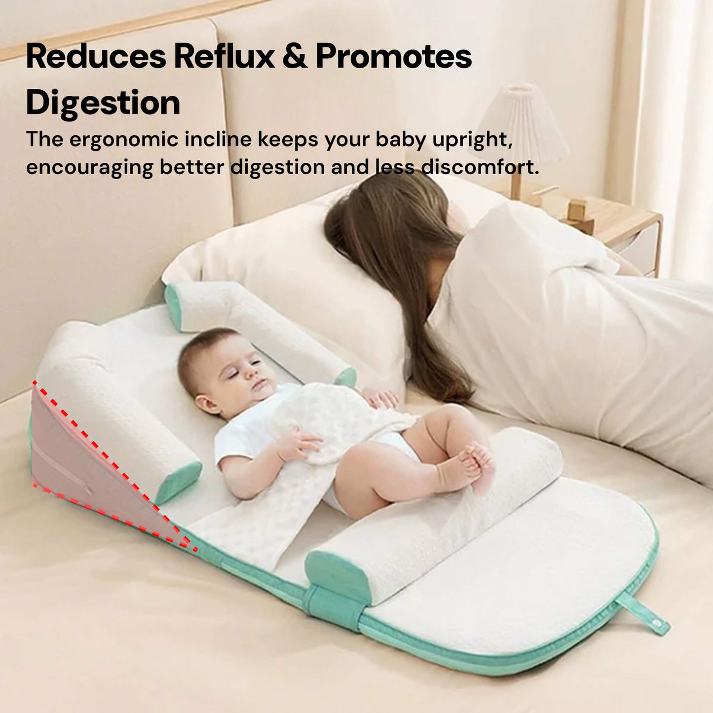 Infant Wedge Pillow for Acid Reflux – Washable Baby Reflux Pillow with Inclined Support | Safe & Comfortable for Newborns 0–36 Months