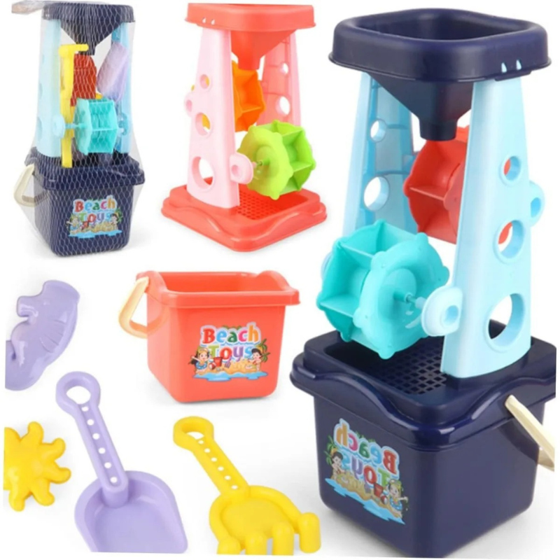 Water & Sand Wheel 5x Set | Colorful, Sensory Play for Kids Aged 1-5 | Includes Shovels, Molds & Spinner for Backyard Fun
