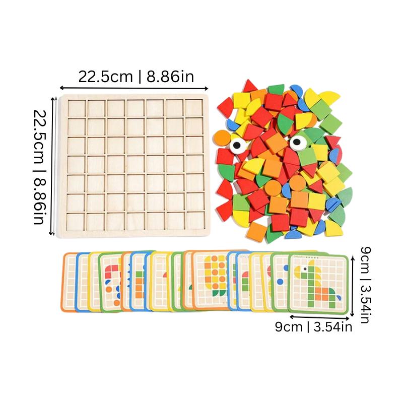 Interactive Montessori Learning Puzzle | Safe, Non-Toxic Wooden Blocks for Cognitive Development & Shape Recognition for Ages 3-5+