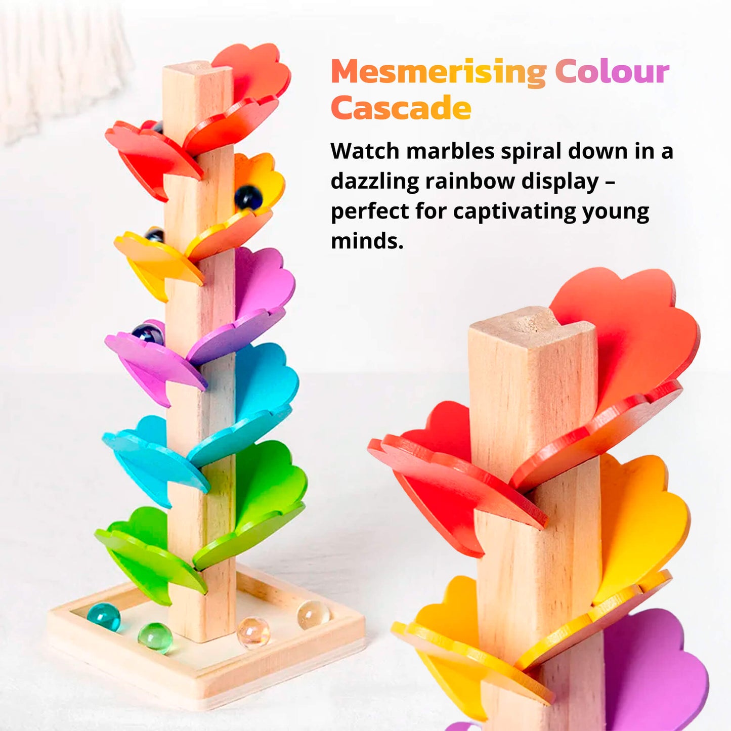 Rainbowspire™ | Montessori Rainbow Marble Tower for Sensory Play & Fine Motor Skills Development
