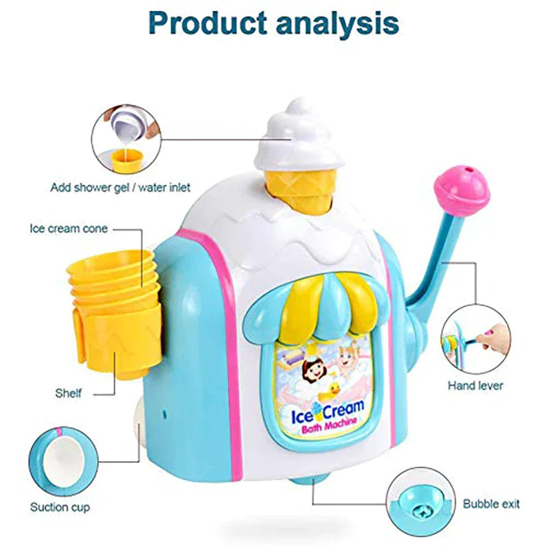 Ice Cream Bath Toy - Foam mobiles - Bathing with a soap pump