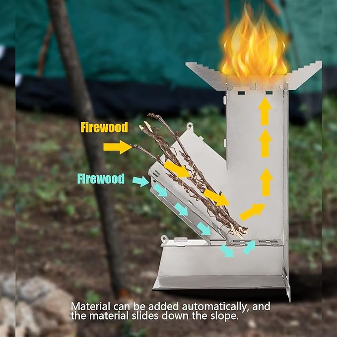Portable Outdoor Rocket Wood Burning Stove | Lightweight, Efficient & Ideal for Camping and Backyard Gatherings