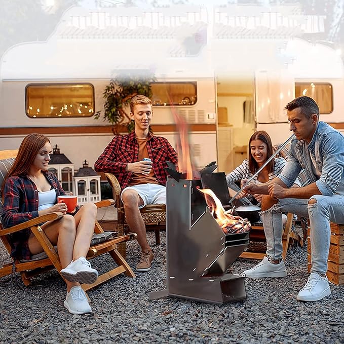 Portable Outdoor Rocket Wood Burning Stove | Lightweight, Efficient & Ideal for Camping and Backyard Gatherings