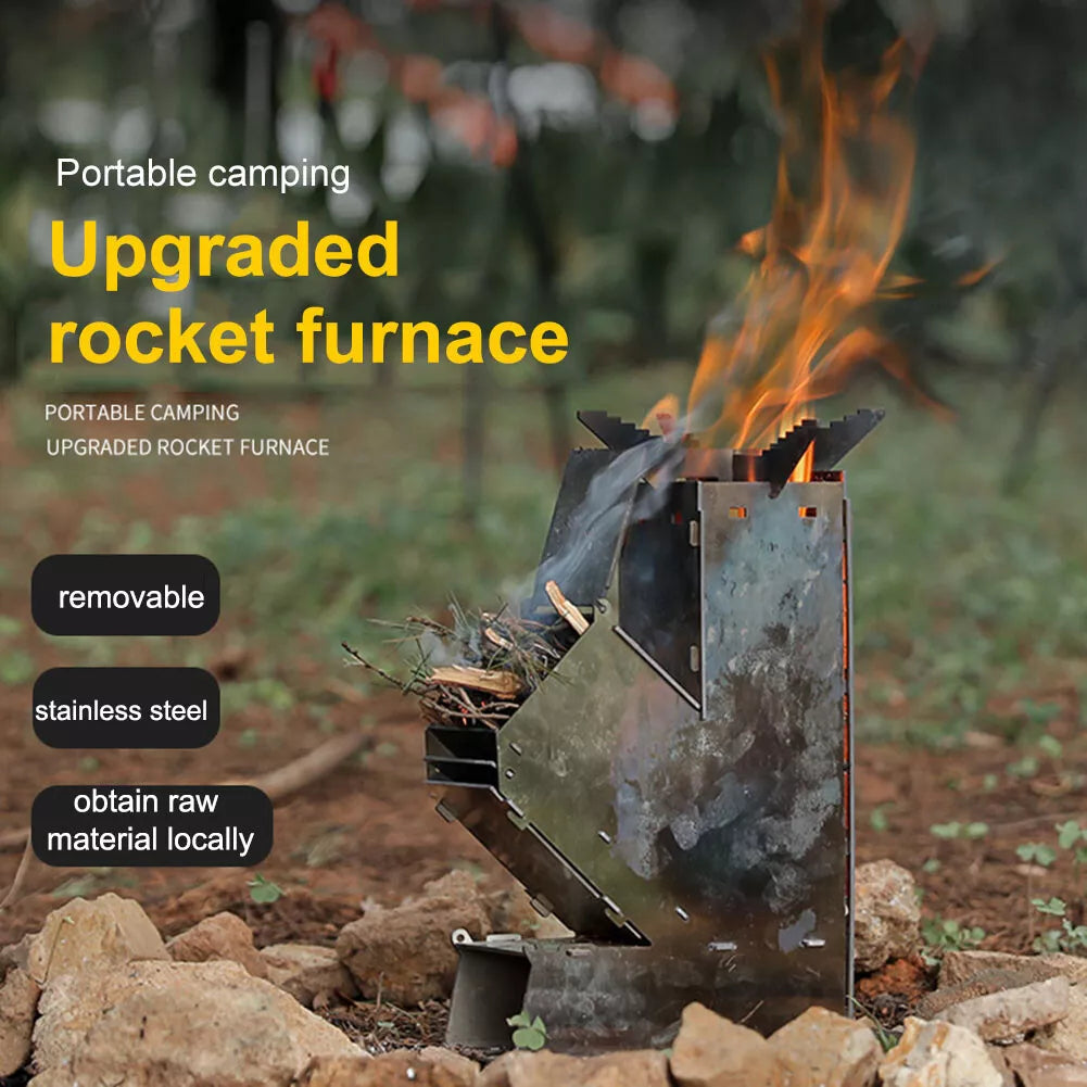 Portable Outdoor Rocket Wood Burning Stove | Lightweight, Efficient & Ideal for Camping and Backyard Gatherings
