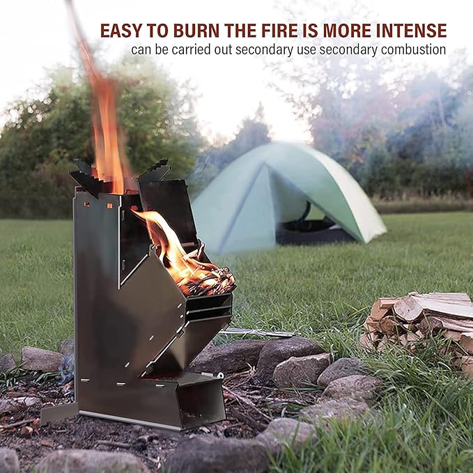 Portable Outdoor Rocket Wood Burning Stove | Lightweight, Efficient & Ideal for Camping and Backyard Gatherings