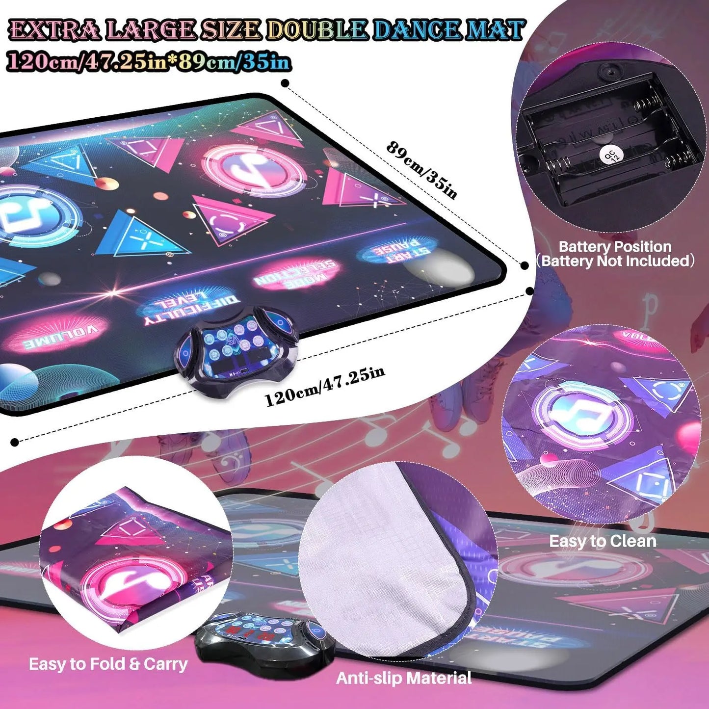 Large Electric Dance Mat for Kids - 8-Key Music Dance Pad with 2 Modes, 12 Games & 3 Levels - Perfect Christmas Gift for Girls
