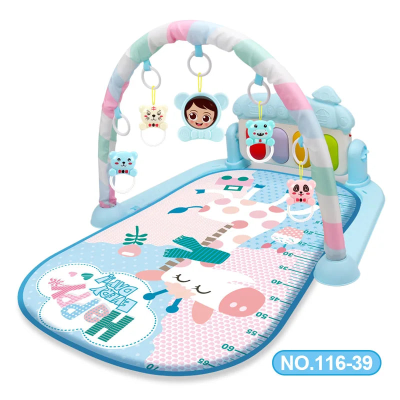 Baby Play Gym Activity Mat with Musical Arch, Multifunctional Fitness Frame, Educational Crawling Rug, Perfect Gift for Infants