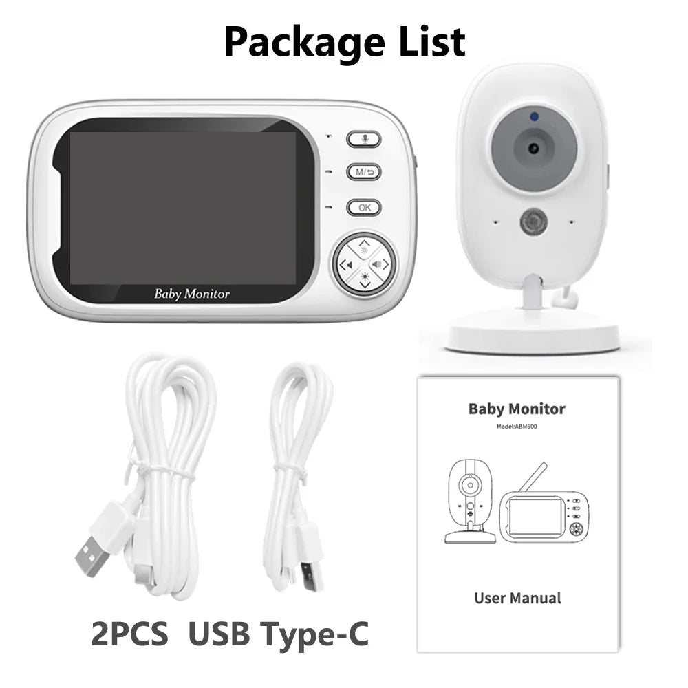 Wireless Video Baby Monitor with 3.5-Inch Display, Night Vision, Temperature Monitoring & Two-Way Audio for Baby Care and Security