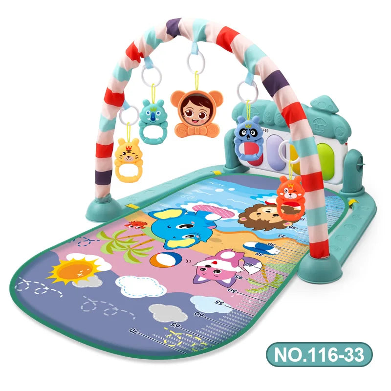 Baby Play Gym Activity Mat with Musical Arch, Multifunctional Fitness Frame, Educational Crawling Rug, Perfect Gift for Infants