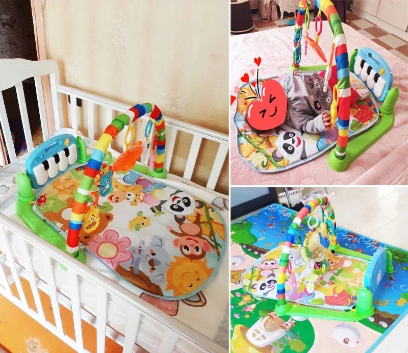 Baby Activity Gym Play Mat with Music Rack & Piano Keyboard - Soft Puzzle Carpet for Infant Crawling & Playtime