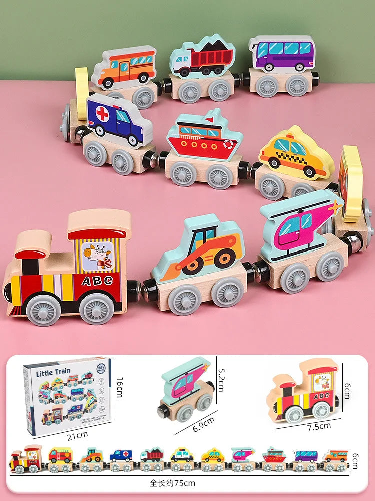 Montessori Magnetic Wooden Train Set for Kids - Educational Animal Sorting Toy for Early Learning and Cognitive Development